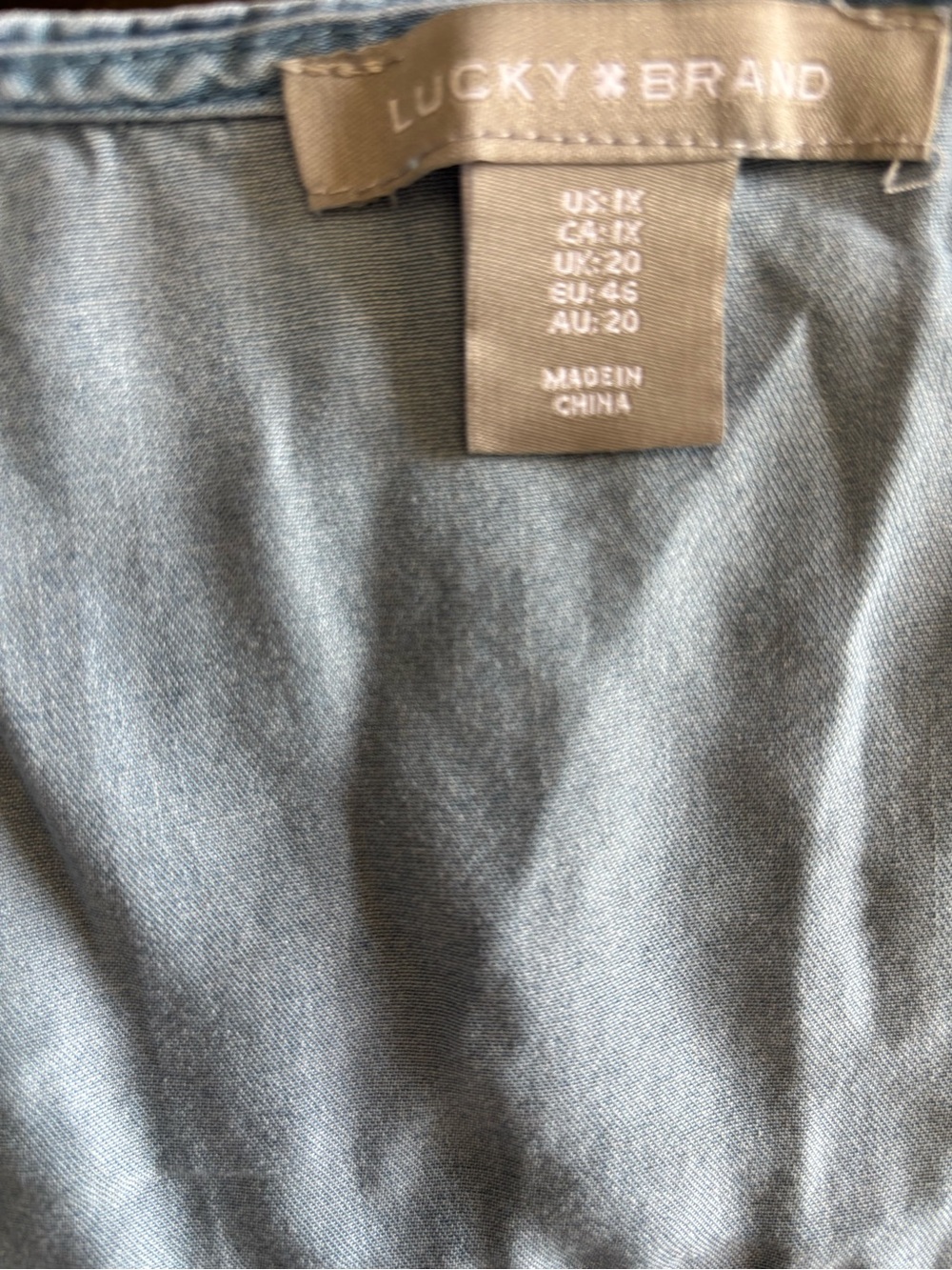 Lucky Brand Chambray Flutter Sleeve Tunic Dress 1X Boho Blue - Picture 10 of 13